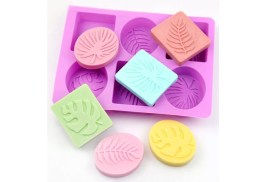 Molde silicona 6 jabones rectangulares ornamental